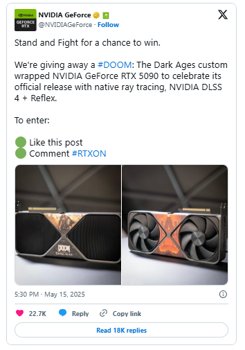 انویدیا نسخه‌ی خاص  کارت گرافیک RTX 5090 مدل DOOM The Dark Ages را به طرفداران هدیه می‌دهد
