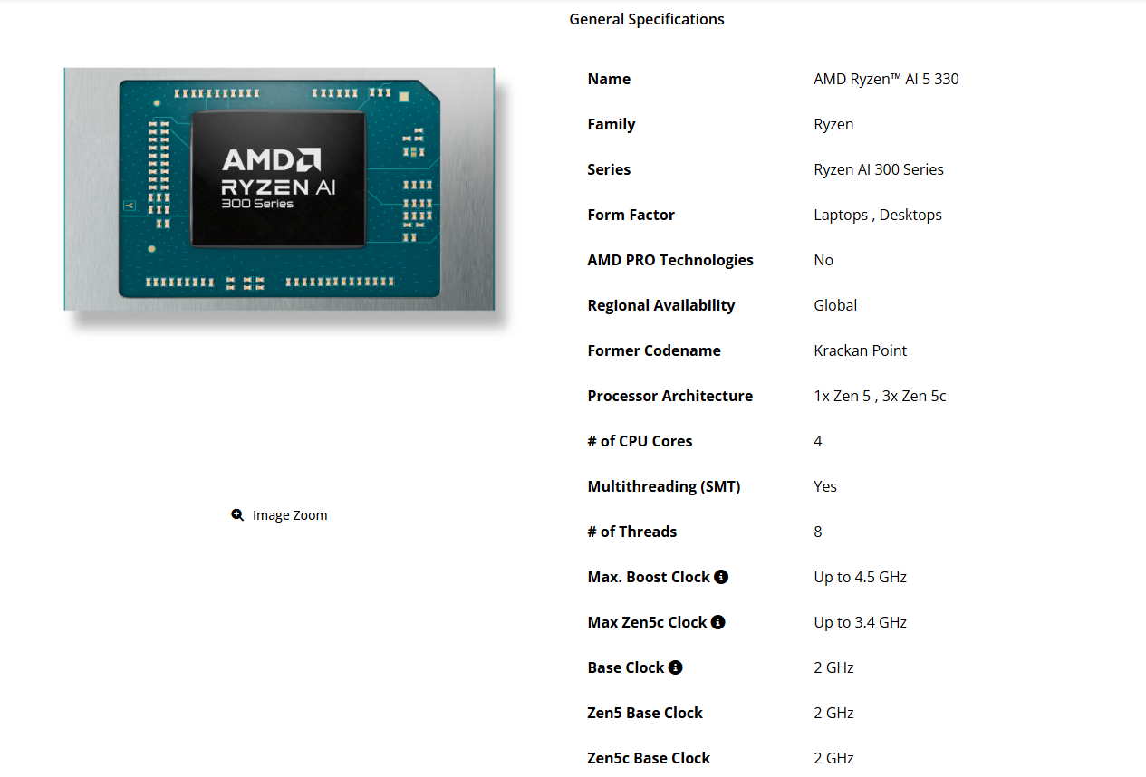 AMD نسل جدید پردازنده Ryzen AI 5 330 مبتنی بر Zen 5 را معرفی کرد!
