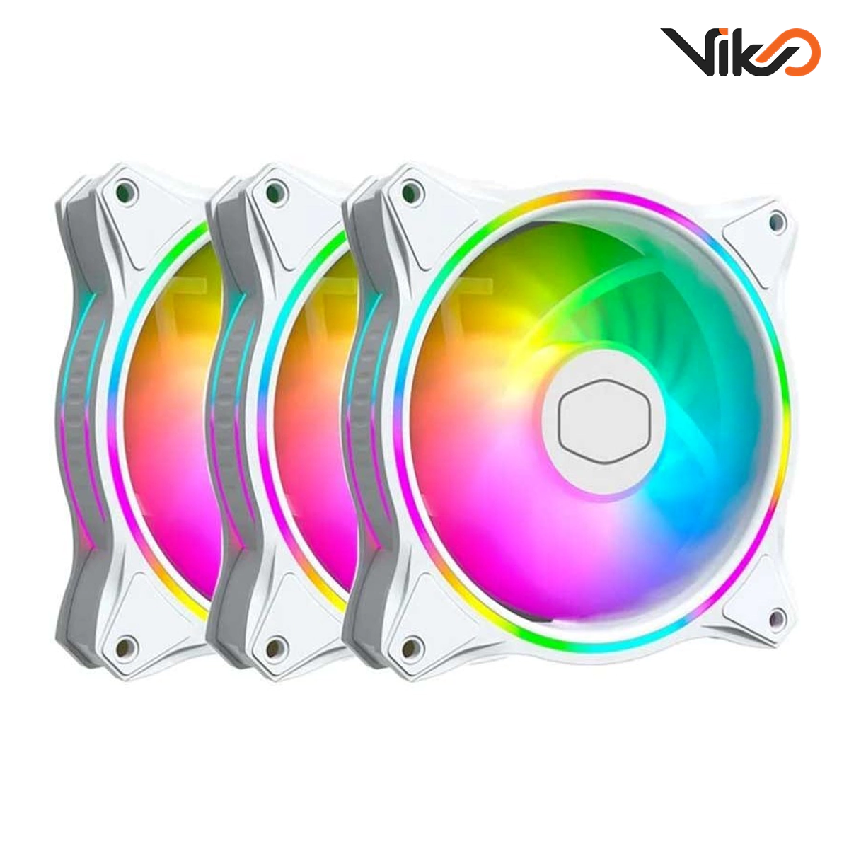 فن کیس کولرمستر مدل MF120 Halo White بسته سه عددی
