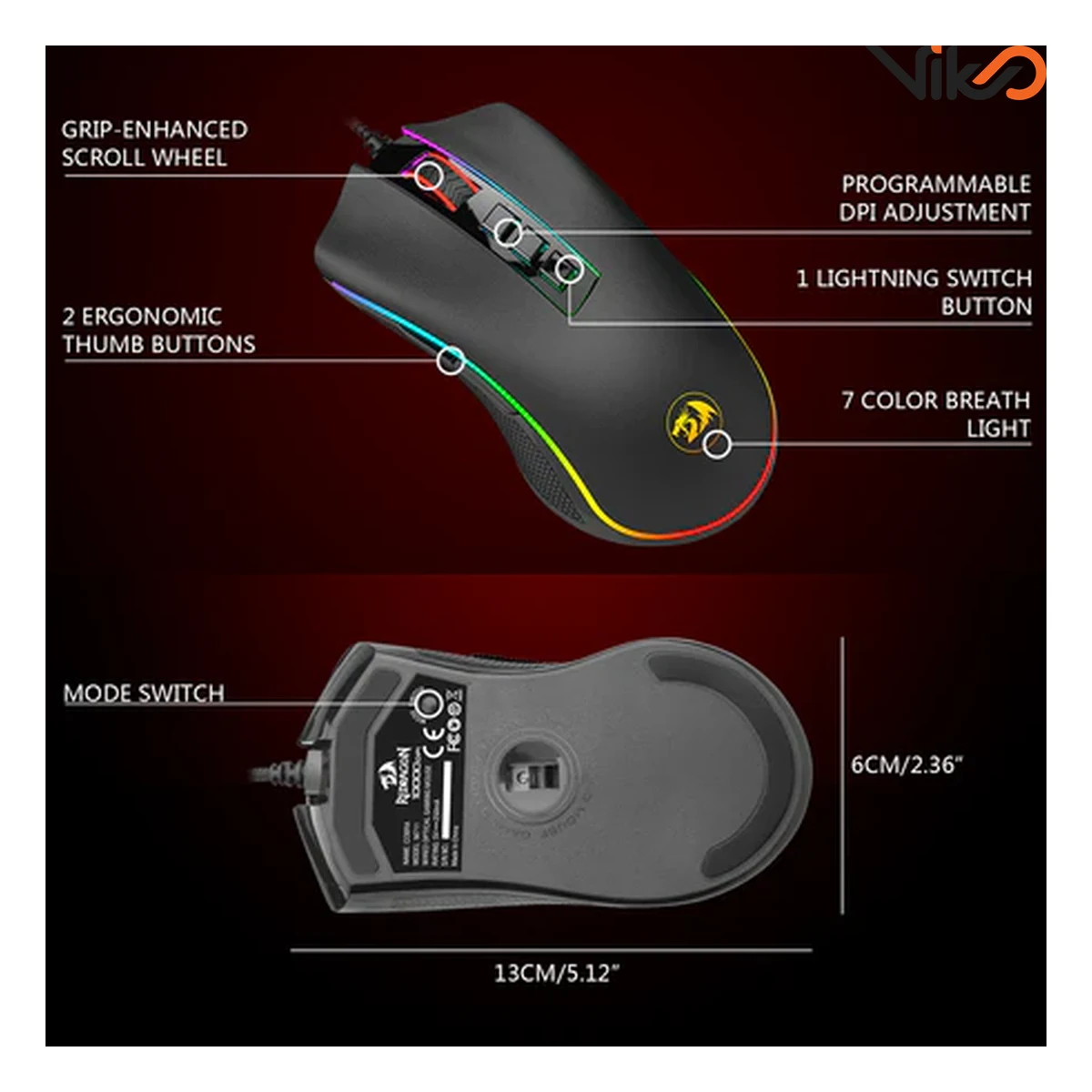 موس گیمینگ ردراگون COBRA FPS M711-FPS