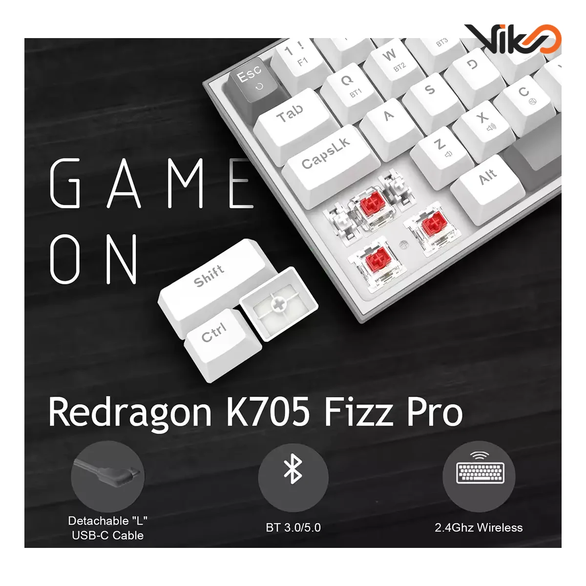 کیبورد بی سیم گیمینگ ردراگون K705 WG PRO RGB