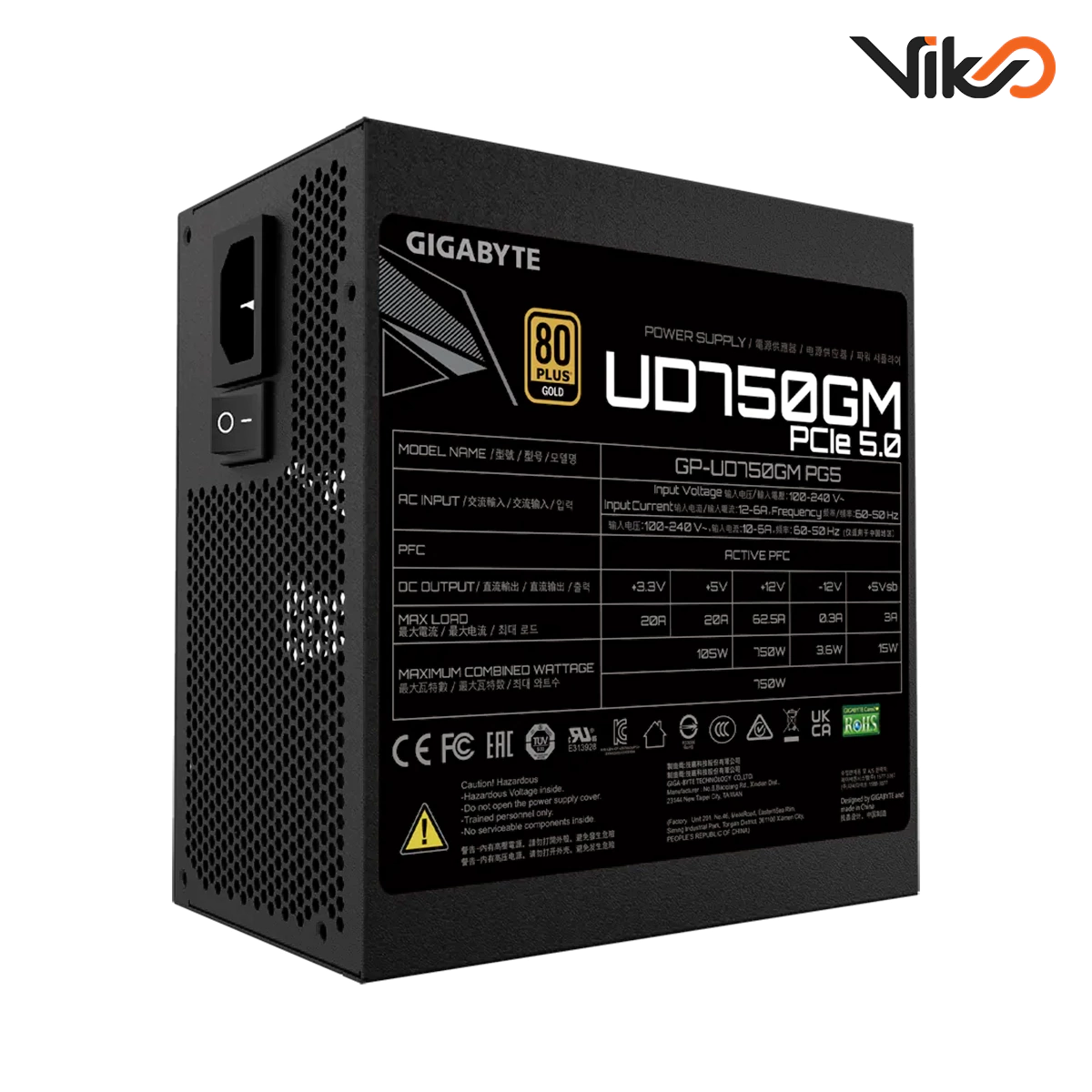 منبع تغذیه کامپیوتر گیگابایت مدل UD750GM PG5 (4)