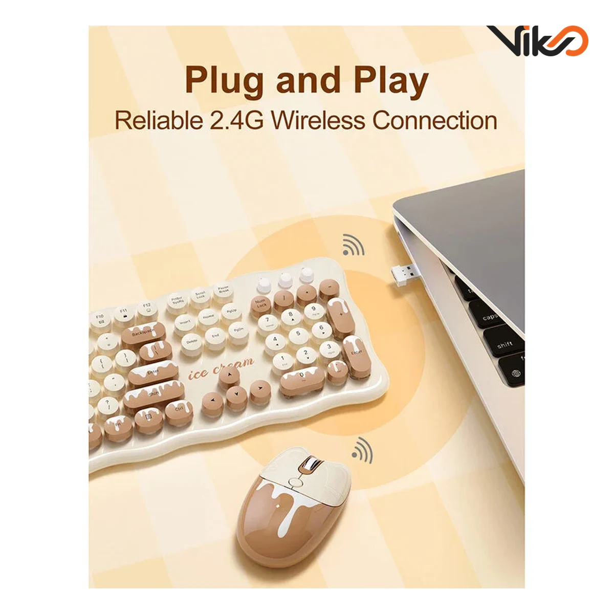 کیبورد و ماوس بی سیم مافی مدل Ice cream