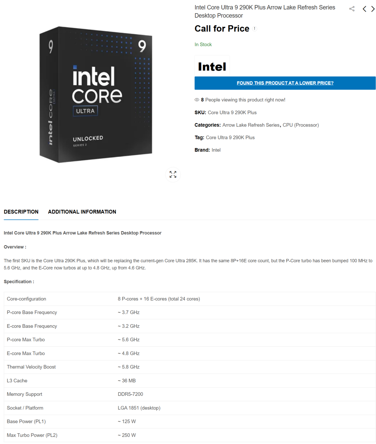 پردازنده‌های Core Ultra 9 290K Plus و Core Ultra 7 270K Plus اینتل لو رفتند؛ مشخصات کامل تأیید شد!