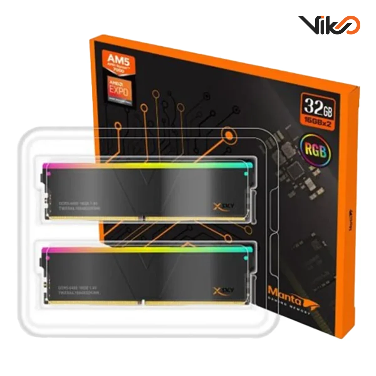 رم کامپیوتر DDR5 دو کاناله وی کالر مدل Manta XSky RGB AMD EXPO