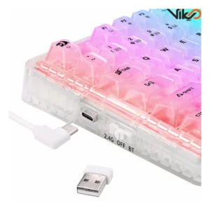 کیبورد بی سیم گیمینگ ردراگون مدل ELF K649 CT RGB white PRO