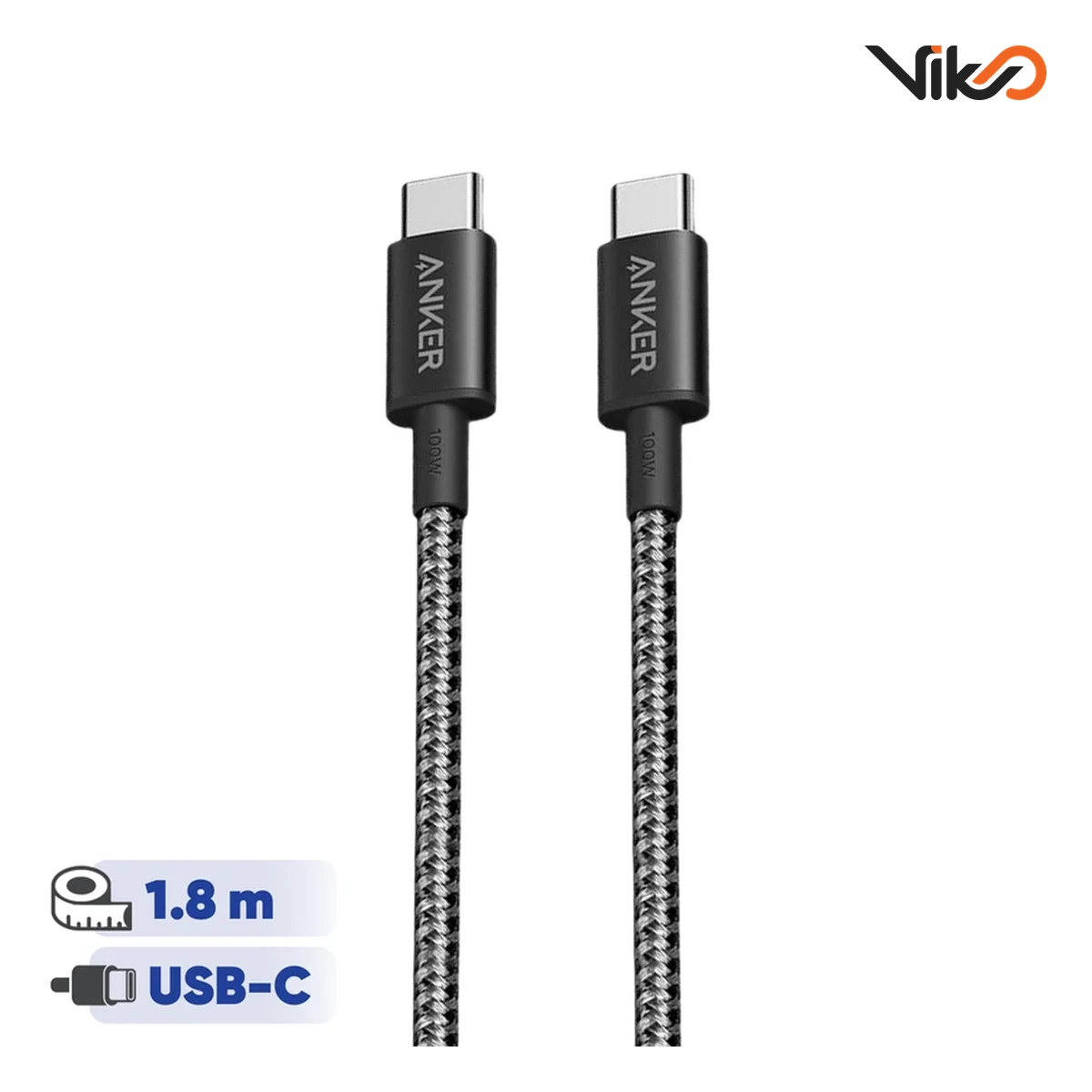 کابل شارژ USB-C به USB-C انکر مدل A8753 طول 1.8 متر