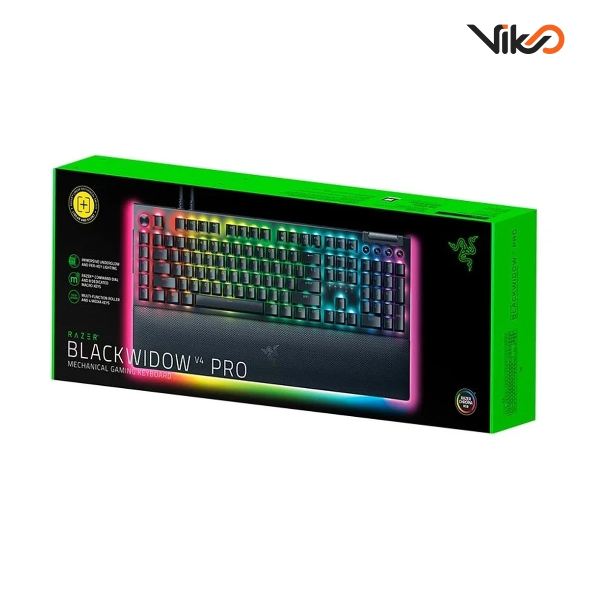 کیبورد گیمینگ ریزر مدل Blackwidow V4 Pro Yellow Switch