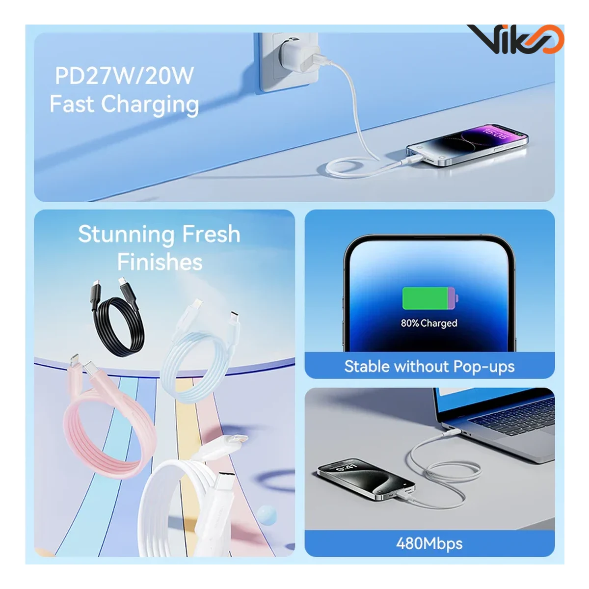 کابل شارژ C Male to Lightning ونشن مدل LAKBF طول 1 متر