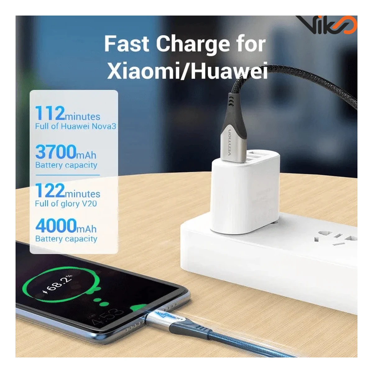 کابل شارژ USB-C to USB-A ونشن مدل CODHH طول 2 متر