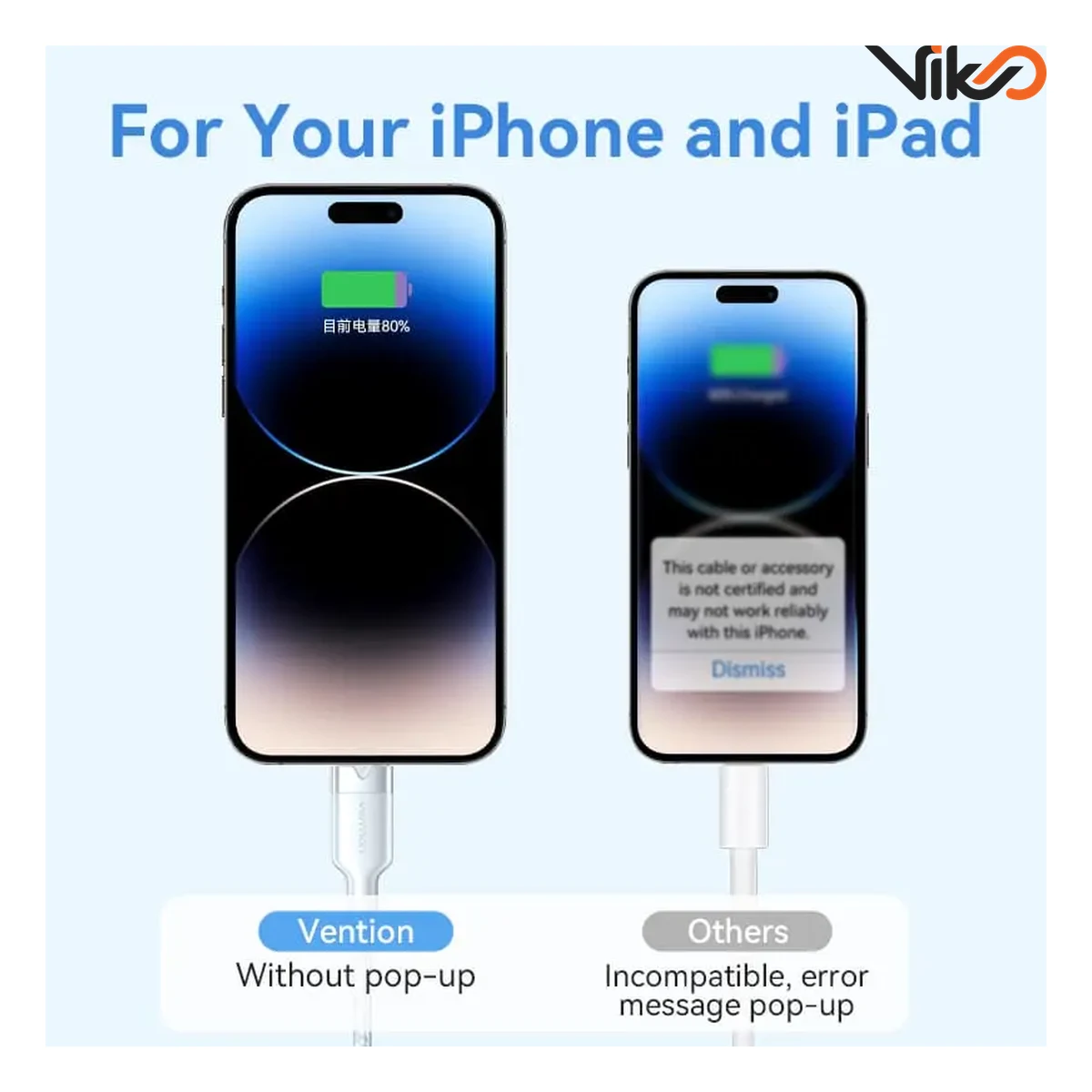 کابل شارژ USB به Lightning ونشن مدل LANWF طول 1 متر