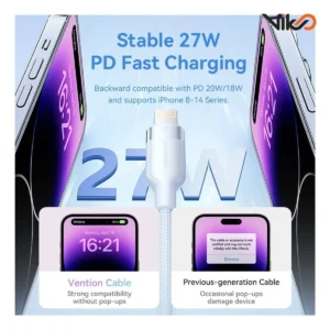 کابل شارژ C Male to Lightning ونشن مدل LALWF طول 1 متر