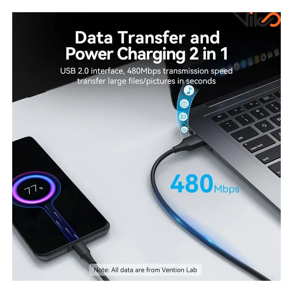 کابل شارژ USB به Type-C ونشن مدل CTHBD طول 0.5 متر