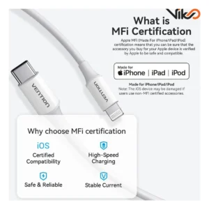 کابل شارژ C Male to Lightning ونشن مدل TASWF طول 1 متر