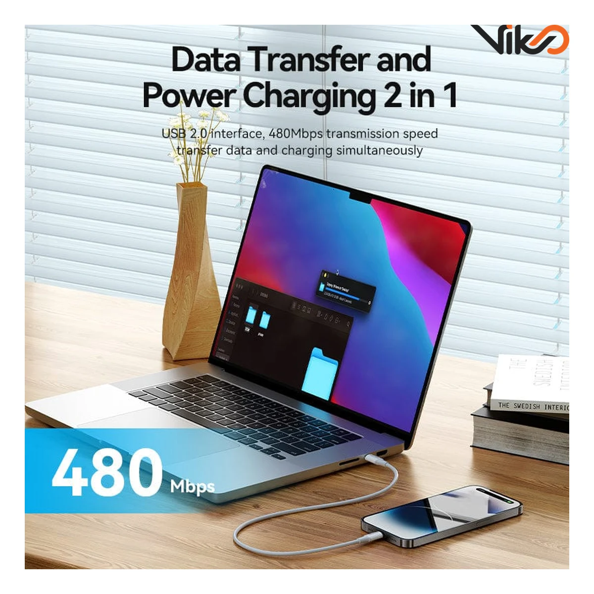 کابل شارژ C Male to Lightning ونشن مدل TASWF طول 1 متر
