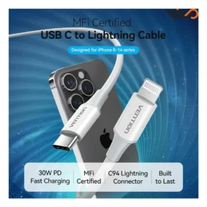 کابل شارژ C Male to Lightning ونشن مدل TASWF طول 1 متر
