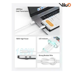 کابل تبدیل دو سر Type-C یوسمز مدل US-SJ660 طول 1.2 متر